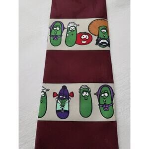 Vintage Veggie Tales Eagles Wings Larry The Cucumber Men's Neck Tie Church Bible